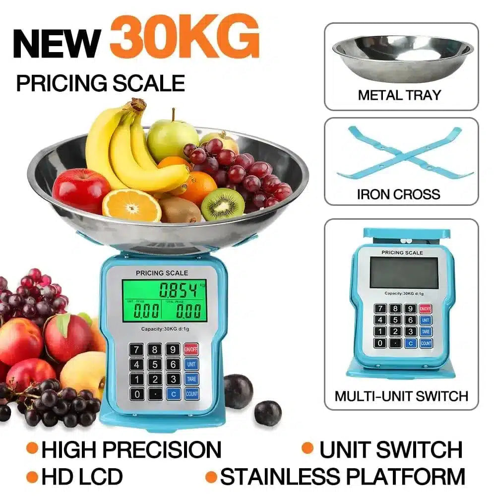 Balance de cuisine numérique en acier inoxydable 30kg