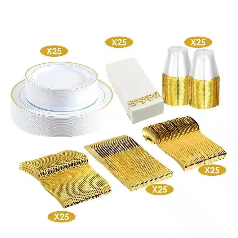 Ensemble service de table 17 pièces en plastique jetable