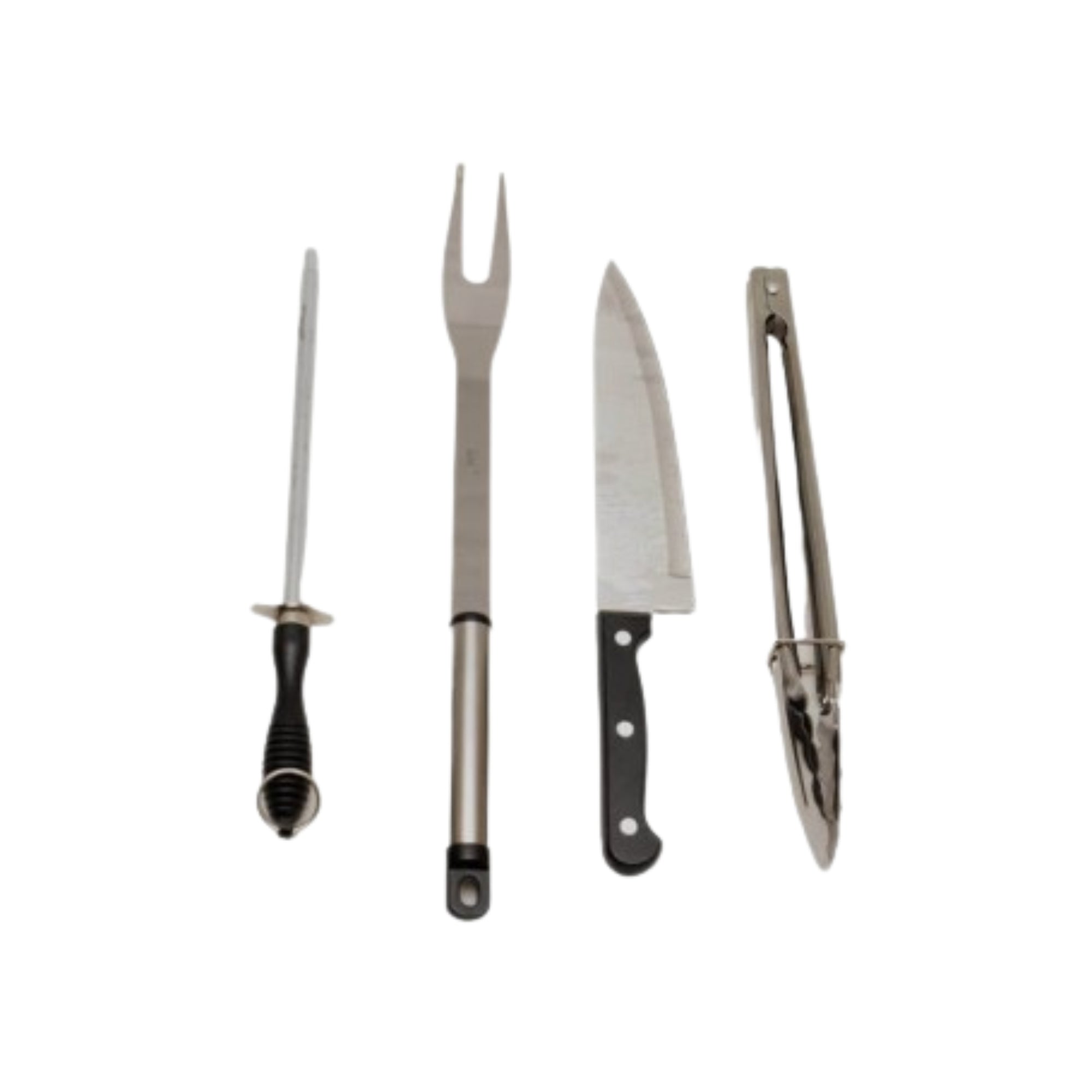 Ensemble Couteau Fourchette a Viande Fusil a Aiguiser Pince Charbon CSN10