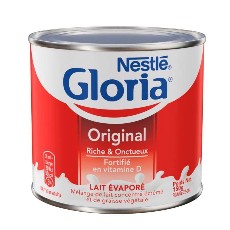 Lait Concentre Non Sucrée Gloria 150G