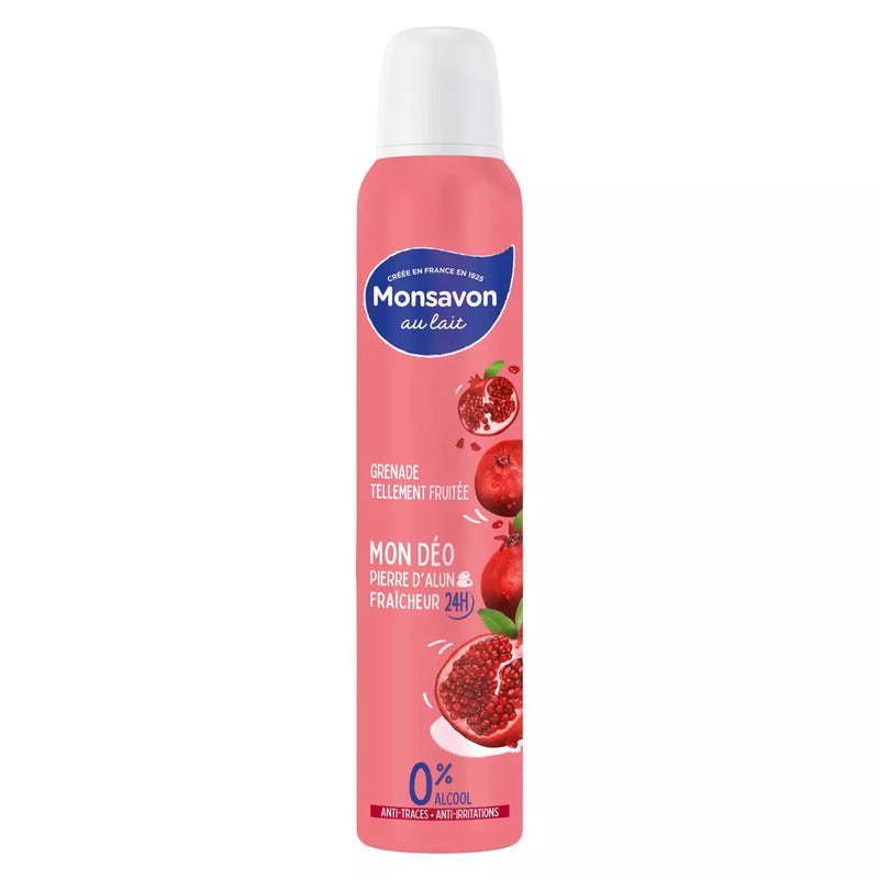 Monsavon déodorant pour femme grenade & pierre d'alun 200 ml